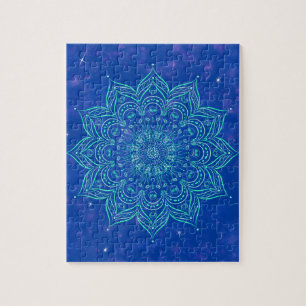 Mandala in Sky Nebula and Stars Galaxy Blue Puzzle