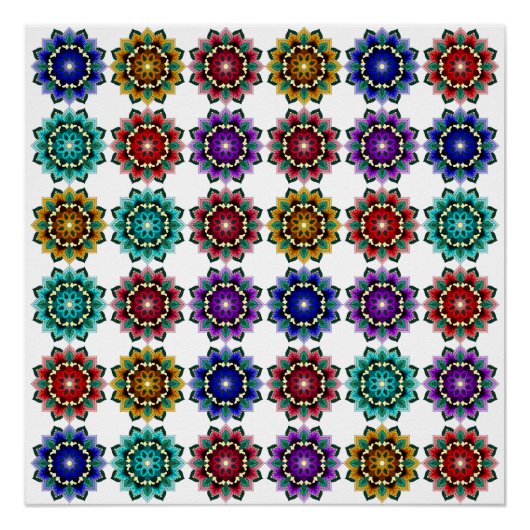 Mandala in various colours poster (Vorderseite)