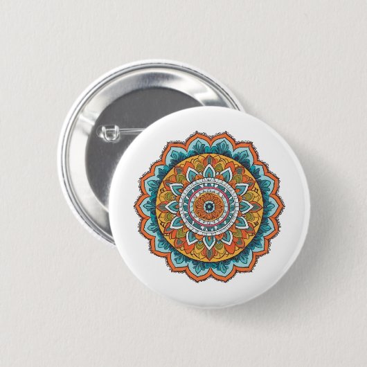 Mandala in verschiedenen Farben Button (Vorne & Hinten)