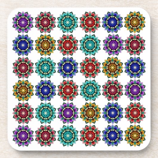 Mandala in verschiedenen Farben Getränkeuntersetzer (Vorderseite)