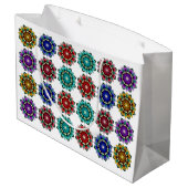 Mandala in verschiedenen Farben Große Geschenktüte (Rückseite Schrägansicht)