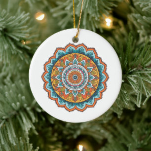 Mandala in verschiedenen Farben Keramik Ornament