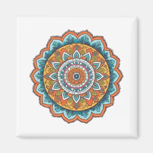 Mandala in verschiedenen Farben Magnet (Vorne)