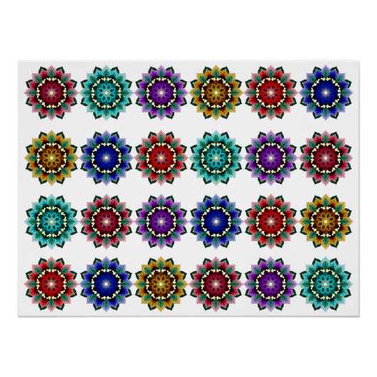 Mandala in verschiedenen Farben Poster (Vorderseite)