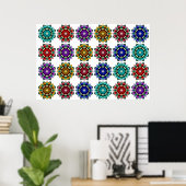 Mandala in verschiedenen Farben Poster (Heimbüro)