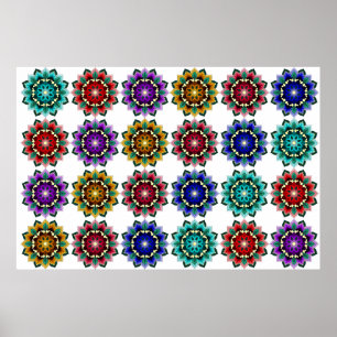 Mandala in verschiedenen Farben Poster