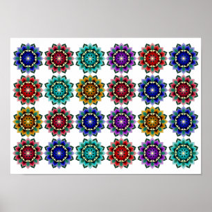 Mandala in verschiedenen Farben Poster