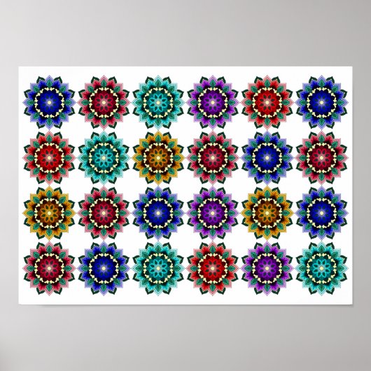 Mandala in verschiedenen Farben Poster (Vorne)