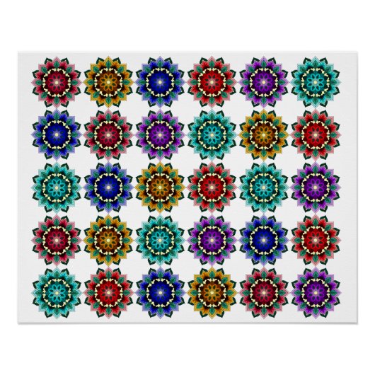 Mandala in verschiedenen Farben Poster (Vorderseite)