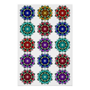 Mandala in verschiedenen Farben Poster