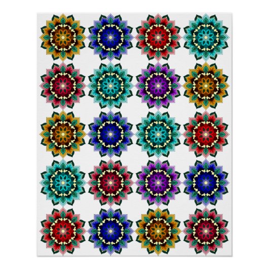 Mandala in verschiedenen Farben Poster (Vorderseite)