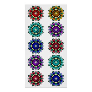 Mandala in verschiedenen Farben Poster