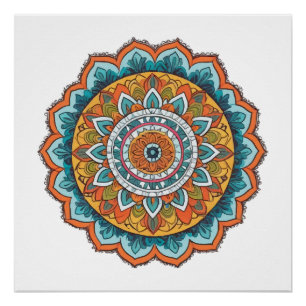 Mandala in verschiedenen Farben Poster
