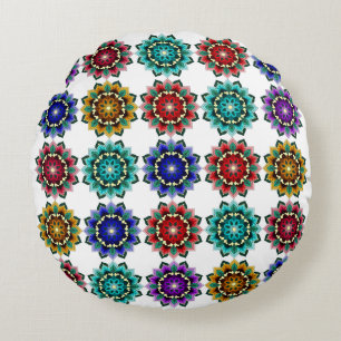 Mandala in verschiedenen Farben Rundes Kissen