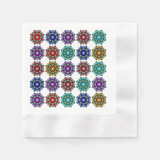 Mandala in verschiedenen Farben Serviette (Vorderseite)