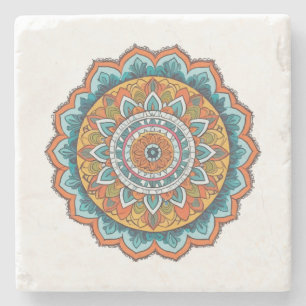 Mandala in verschiedenen Farben Steinuntersetzer