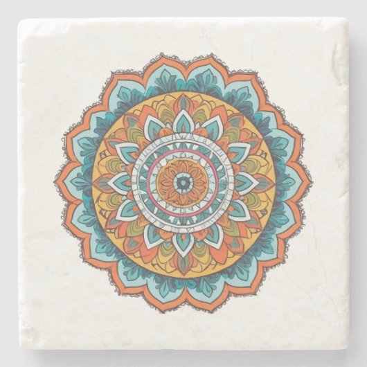 Mandala in verschiedenen Farben Steinuntersetzer (Vorderseite)