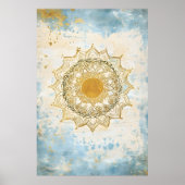 mandala indien aux teintes turquoise et orange poster (Vorne)