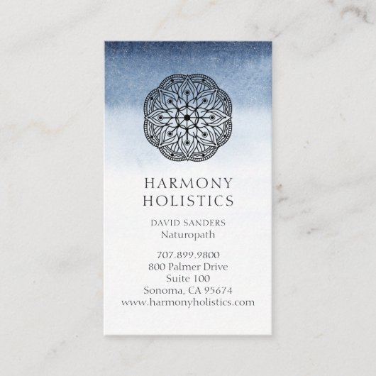 Mandala Indigo White Holistic Health Visitenkarte (Vorderseite)