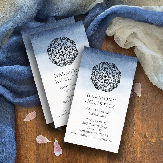 Mandala Indigo White Holistic Health Visitenkarte