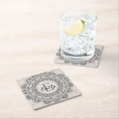 Mandala Individuelle Name Monogram, hellgrau Rechteckiger Pappuntersetzer (Vor Ort)