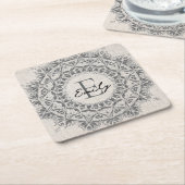 Mandala Individuelle Name Monogram, hellgrau Rechteckiger Pappuntersetzer (angewinkelt)