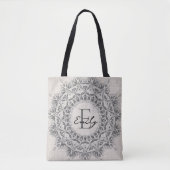 Mandala Individuelle Name Monogram, hellgrau Tasche (Vorderseite)