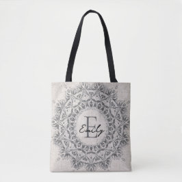 Mandala Individuelle Name Monogram, hellgrau Tasche