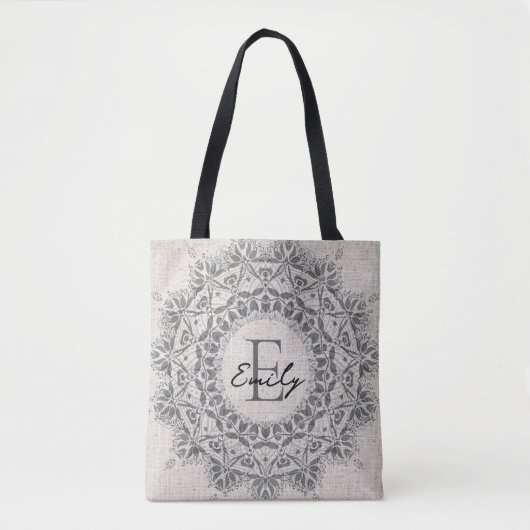 Mandala Individuelle Name Monogram, hellgrau Tasche (Vorderseite)