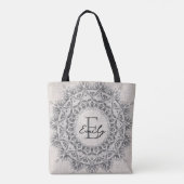 Mandala Individuelle Name Monogram, hellgrau Tasche (Rückseite)