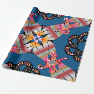 Mandala ist auf einem gelben Hintergrund gefärbt. Geschenkpapier