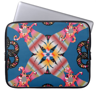 Mandala ist auf einem gelben Hintergrund gefärbt.  Laptopschutzhülle