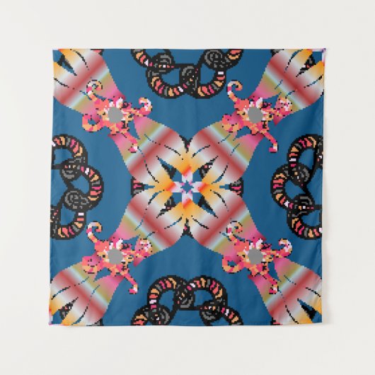 Mandala ist auf einem gelben Hintergrund gefärbt. Wandteppich (Vorderseite (Horizontal))