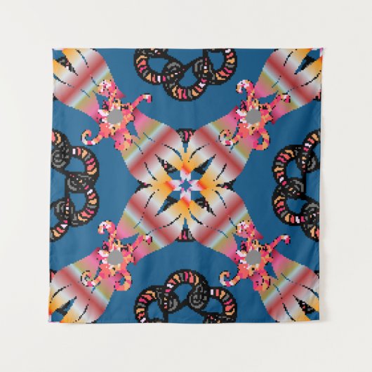 Mandala ist auf einem gelben Hintergrund gefärbt. Wandteppich (Vorderseite)