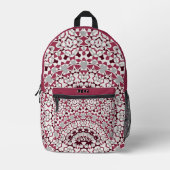 Mandala ist bordeauxgrau bedruckter rucksack (Vorderseite)