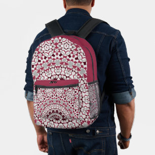 Mandala ist bordeauxgrau bedruckter rucksack