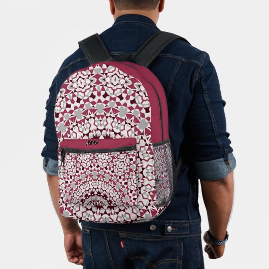 Mandala ist bordeauxgrau bedruckter rucksack (Insitu (Modell))