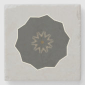Mandala Kaleidoscope Black auf Grau Steinuntersetzer (Vorderseite)