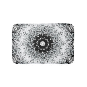 Mandala kaleidoskop schwarz grau weiß badematte