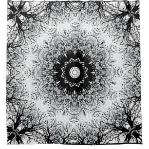 Mandala kaleidoskop schwarz grau weiß duschvorhang