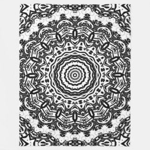 Mandala, Kaleidoskop, schwarz-weiß, Ziergegend Fleecedecke