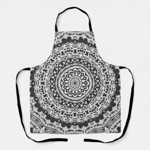 Mandala, Kaleidoskop, schwarz-weiß, Ziergegend Schürze