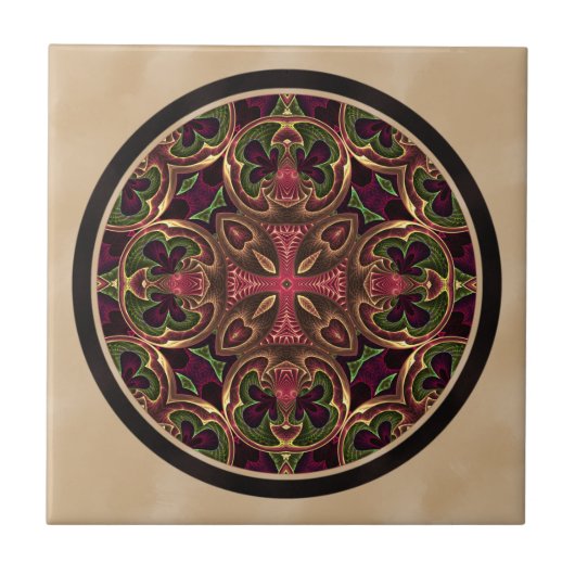 Mandala, kaleidoskopisches queresabstraktes fliese (Vorderseite)
