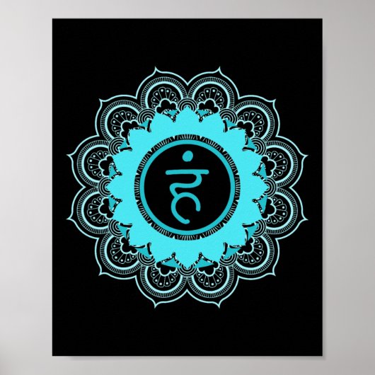 Mandala Kehlkopf-Chakra Vishuddha Poster (Vorne)