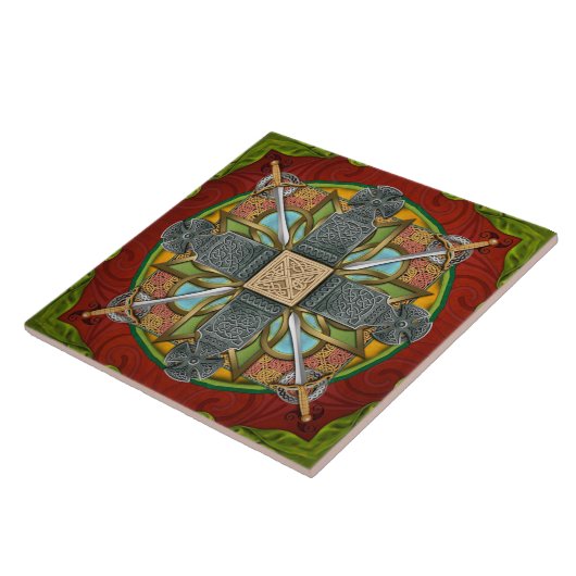 Mandala-keltisches Kreuz-Fliese Fliese (Seite)