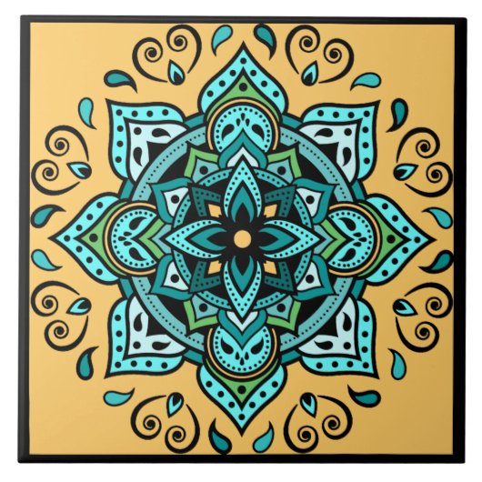 Mandala Keramik Tile Fliese (Vorderseite)