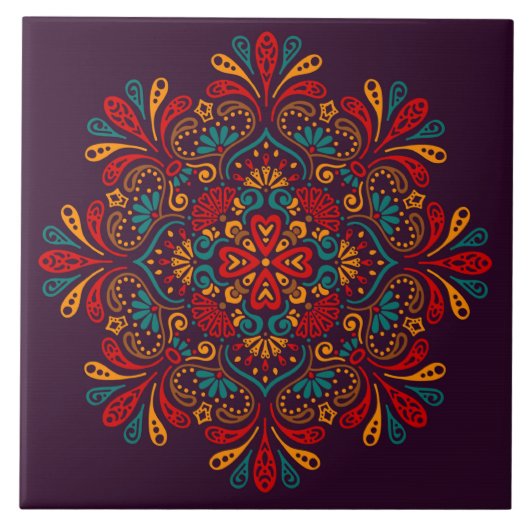Mandala Keramik Tile Fliese (Vorderseite)