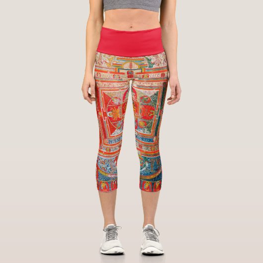 Mandala Kosmisches Diagramm für Meditation Capri Leggings (Vorderseite)