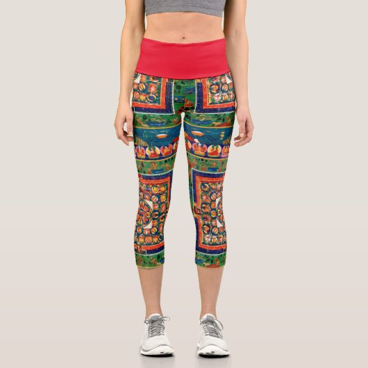 Mandala Kosmisches Diagramm für Meditation Capri Leggings (Vorderseite)