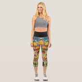 Mandala Kosmisches Diagramm für Meditation Capri Leggings (Vorderseite)